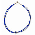 Collar nepalí extrafino de dos líneas - Colgante de ónix azul y lapislázuli