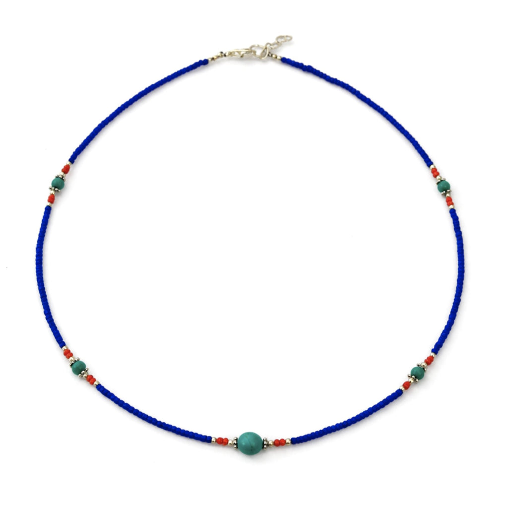 Collar nepalí de gemas extrafinas - ónix azul y árbol de la vida