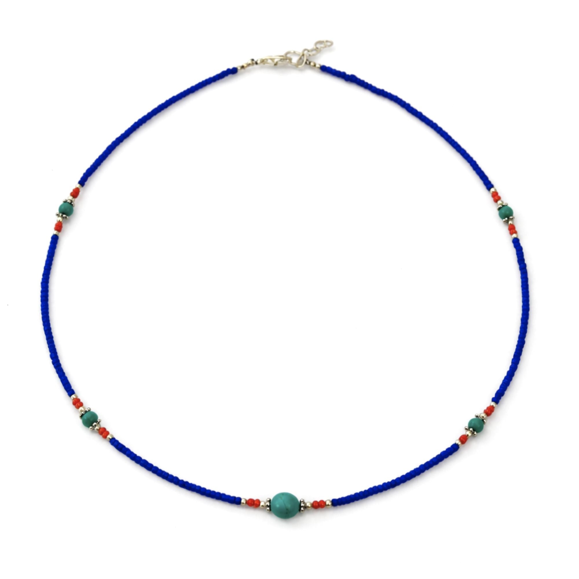 Collar nepalí de gemas extrafinas - ónix azul y árbol de la vida