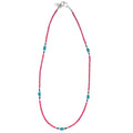 Collar nepalí de gemas extrafinas - cuentas de coral rosa y turquesa