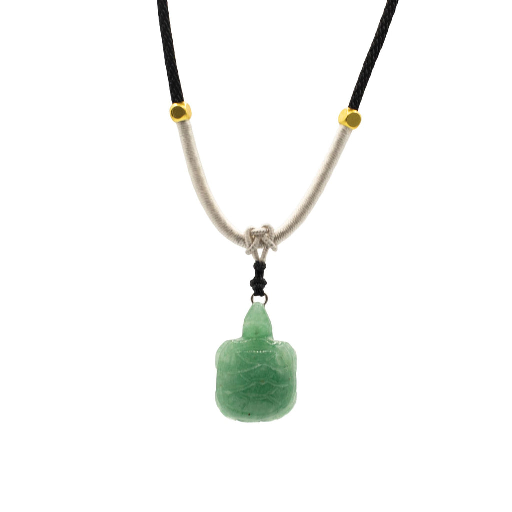 Collar de cuerda Colgante de piedra preciosa - Tortuga de jade