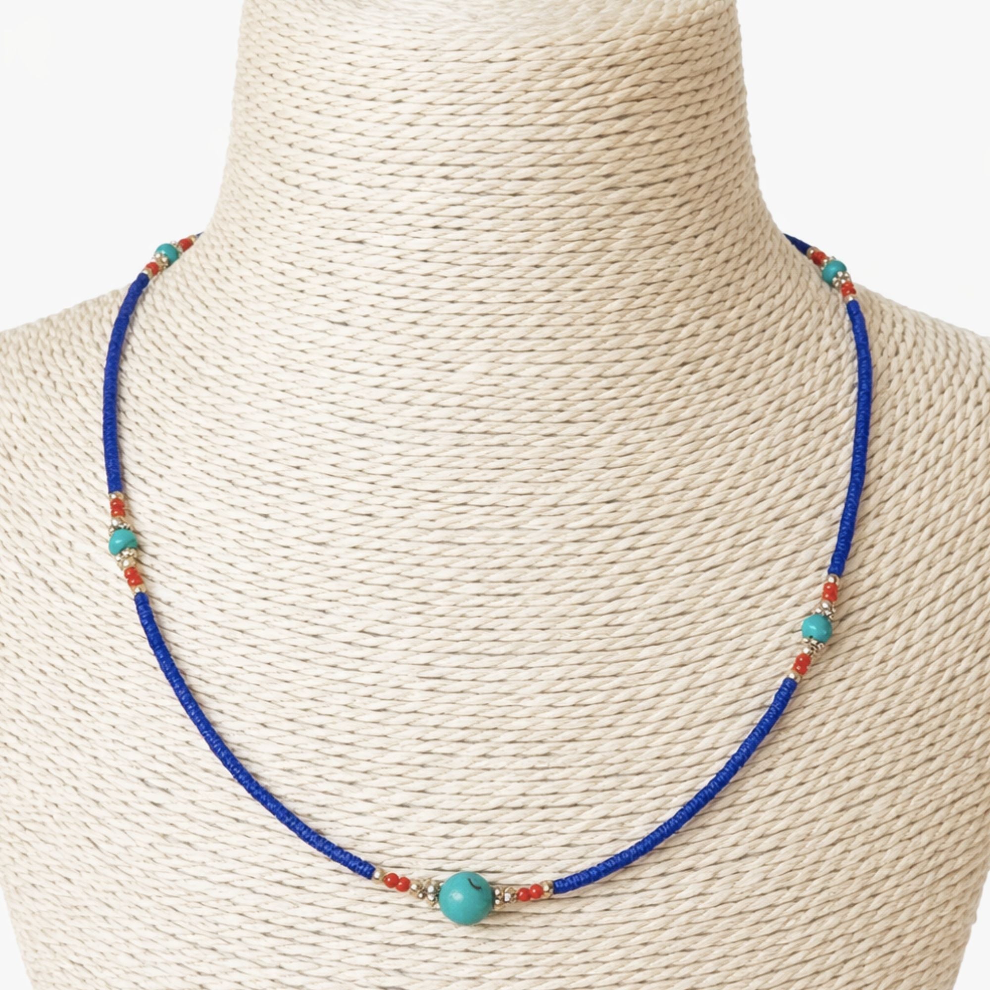 Collar nepalí de gemas extrafinas - ónix azul y árbol de la vida