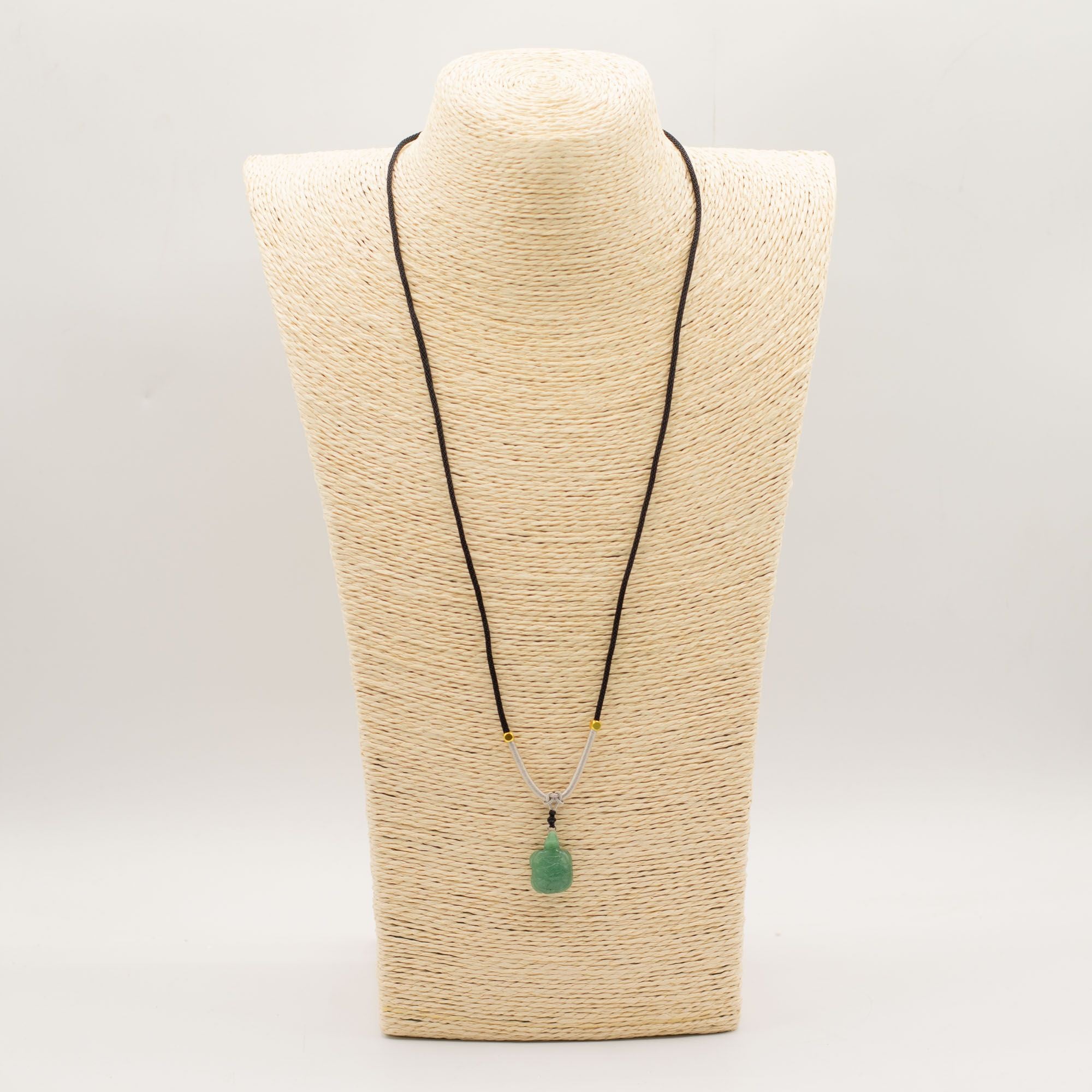 Collar de cuerda Colgante de piedra preciosa - Tortuga de jade