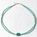 Collar nepalí extrafino de dos líneas - Colgante de turquesa y lapislázuli