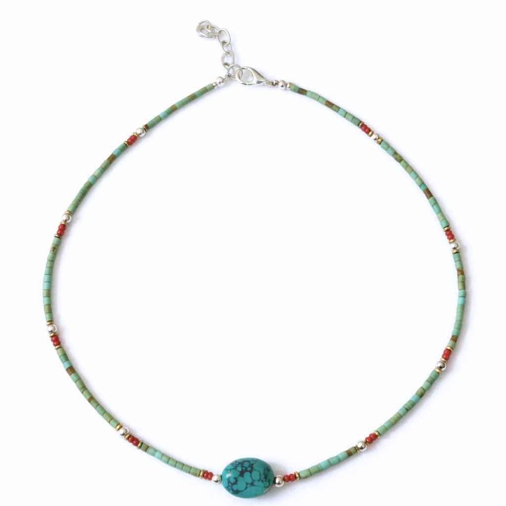 Collar nepalí de gemas extrafinas - Turquesa y piedra