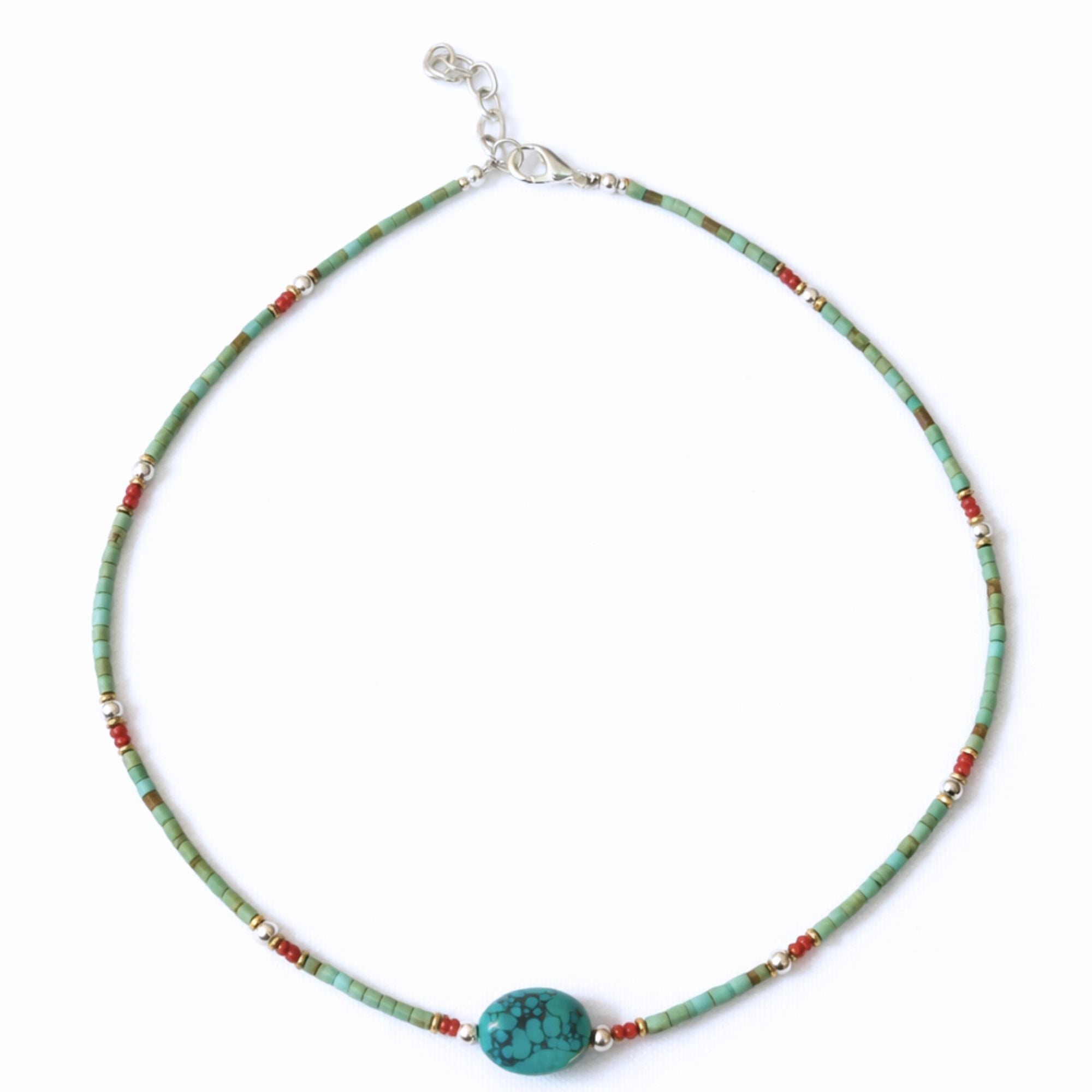 Collar nepalí de gemas extrafinas - Turquesa y piedra
