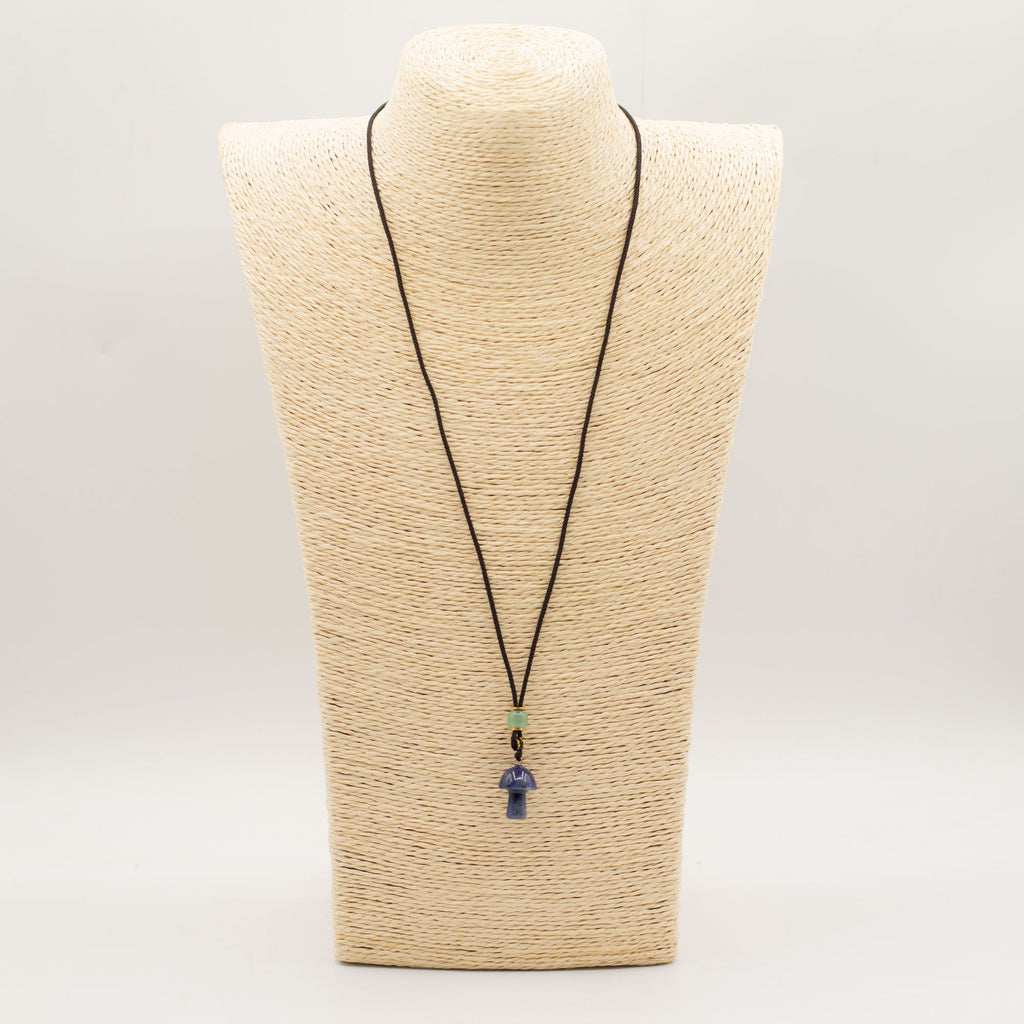 Collar de cuerda Colgante de piedra preciosa - Hongo de sodalita