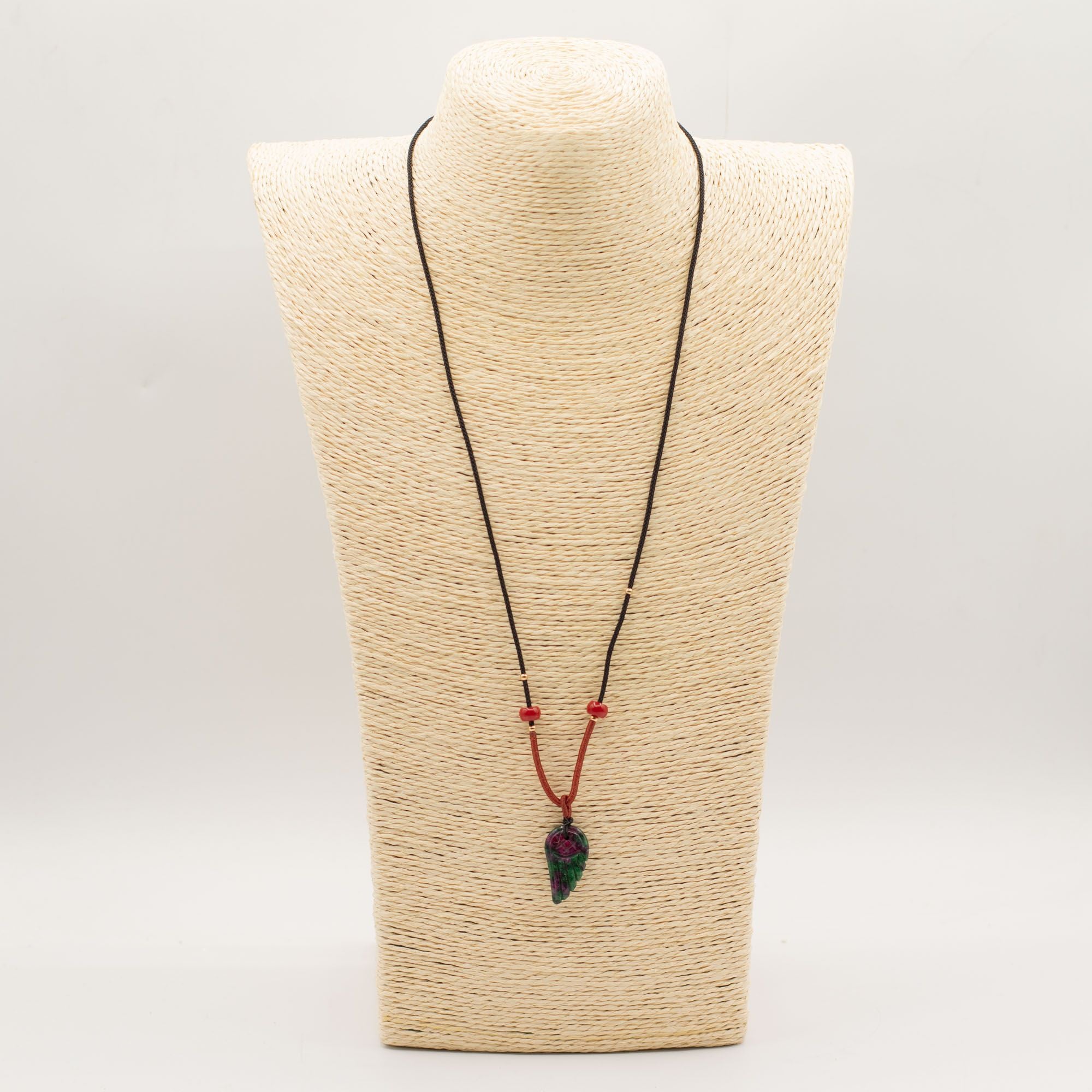 Collar de cuerda colgante de piedra preciosa - Morganita ala de ángel