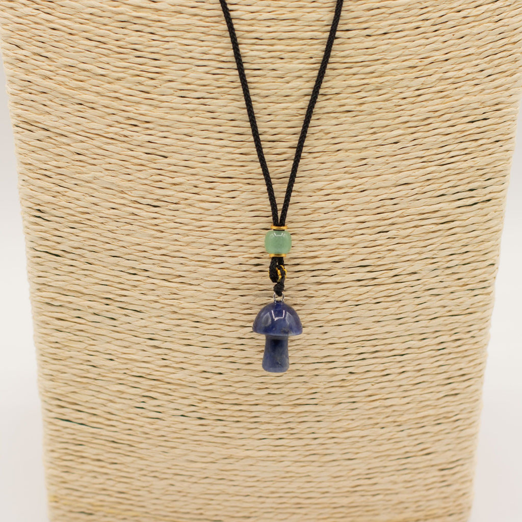 Collar de cuerda Colgante de piedra preciosa - Hongo de sodalita