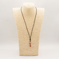 Collar de cuerda con colgante de piedra preciosa - Goldstone hueso