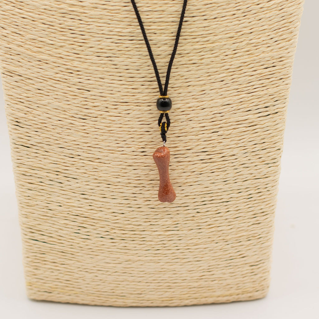 Collar de cuerda con colgante de piedra preciosa - Goldstone hueso
